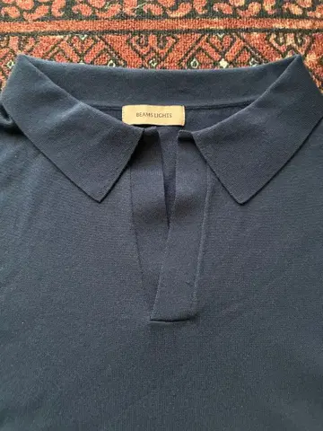 BEAMS LIGHTS 네이비 긴팔 스키퍼 니트 셔츠