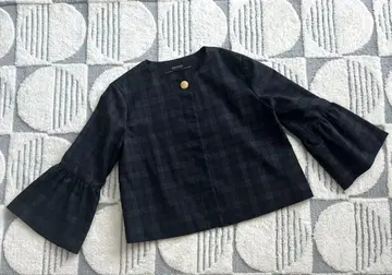 ZARABASIC 노카라 체크 자켓