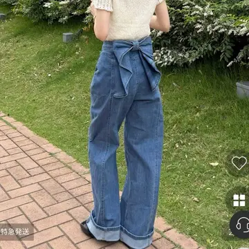 [ aimey ] 백리본 프릴 데님 팬츠 M