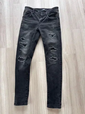 AZUL 블랙 데미지 스키니 청바지