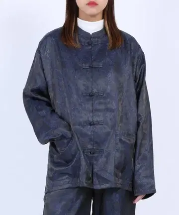 PUNYUS 차이나 패턴 셔츠 페이즐리 무늬 네이비 빅 사이즈 3