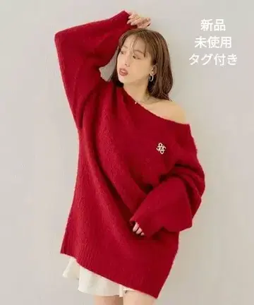 Chico 오프숄더 V넥 니트 원피스