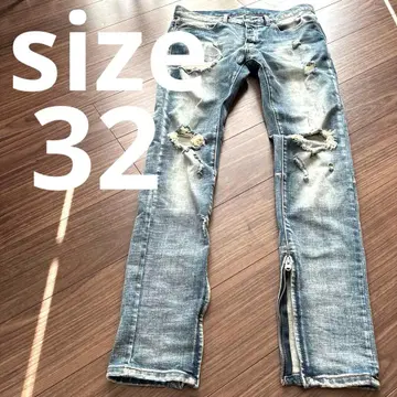 [ MENS DENIM ] 사이즈 32 남성용 데미지 가공 데님 팬츠