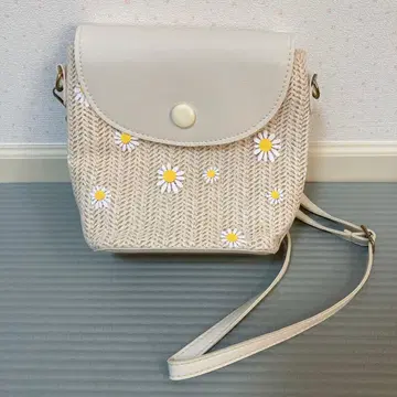 꽃무늬 자수 숄더백 베이지