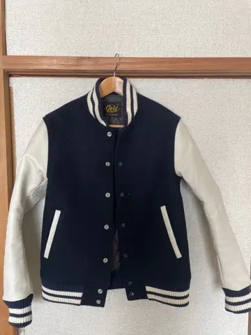 동양 엔터프라이즈 Gold 바시티 자켓 38 네이비 소매 가죽 자켓