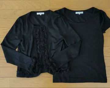 M-premier 블랙 프릴 가디건과 상의 앙상블 36