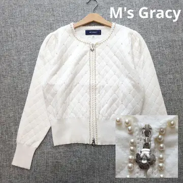 엠즈 그레이시 최근 모델 퀼팅 코튼 가디건 펄 봄/가을/겨울