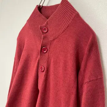 구제 니트 스웨터 하프 버튼 더스티 컬러
