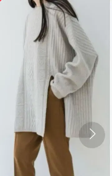 yuw 유우 오버 사이즈 케이블 니트 슬릿