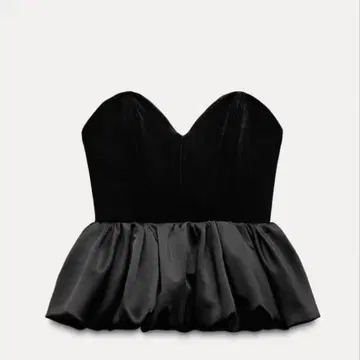 ZARA 블랙 스트랩리스 뷔스티에 프릴