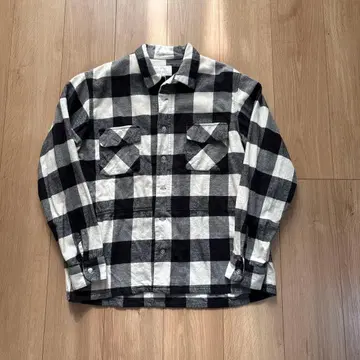 UNFIZZY 블랙 화이트 체크 플란넬 셔츠