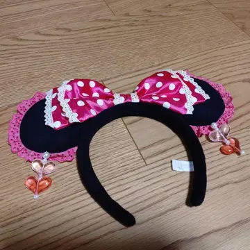 프릴 귀찌 머리띠 핑크 미니 마우스 도트