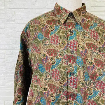 심플 라이프 셔츠 블라우스 XL 페이즐리 무늬 긴팔 [ 2912-1 ]