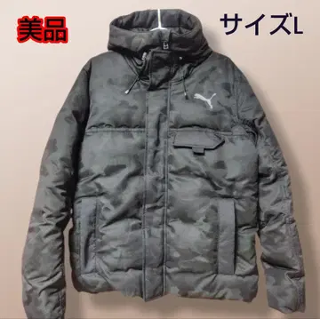 최종 가격 새상품급 푸마 블랙 카모플라쥬 후드 부착 다운 자켓 L