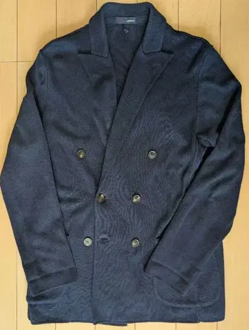 LARDINI 네이비 더블 브레스트 니트 자켓