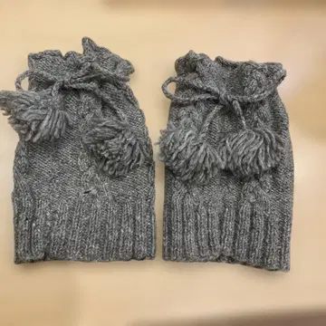 (미사용) 그레이 울 손뜨개질 레그 워머