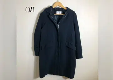 MOUSSY 네이비 후드 부착 롱 코트