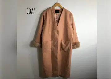 핑크 베이지 롱 코트 퍼 포함