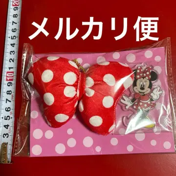 디즈니 아크릴 키링 부착 마스코트 빨간색 도트 리본 미니