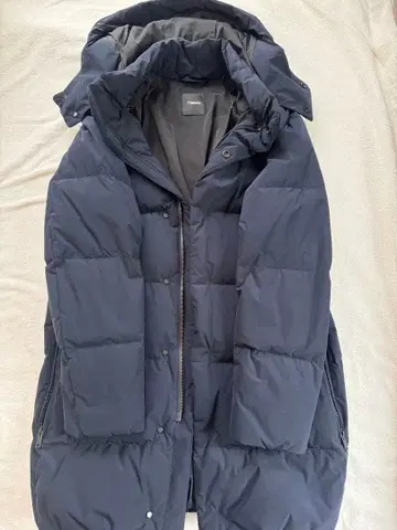 Theory 후드 부착 다운 자켓 다크 네이비