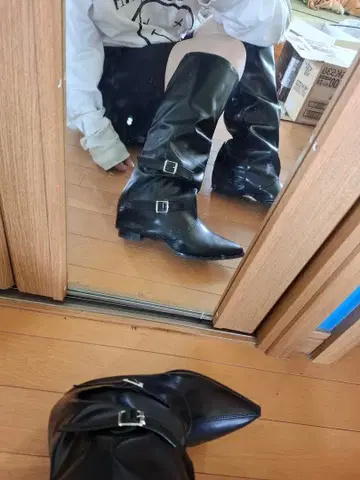 [sevens] 벨트 롱부츠 블랙