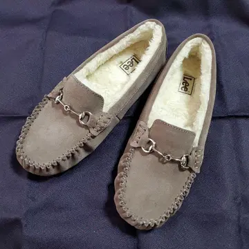 그레이 스웨이드 퍼 안감 모카신