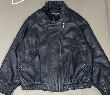 WILSON 블랙 가죽 라이더 자켓