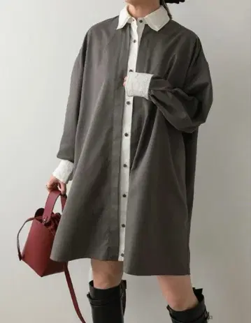 더블 칼라 셔츠 원피스