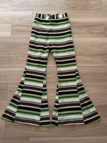 JEANASIS 멀티 보더 밑단 플레어 팬츠 M 사이즈