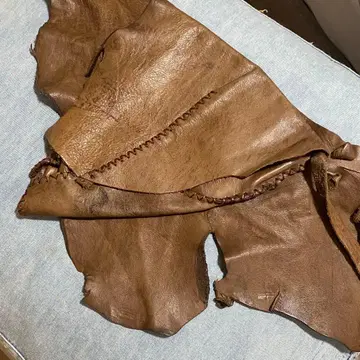 천연 가죽 브라운 웨스트 파우치 힙 백 보헤미안 히피 헤이세이 갸루