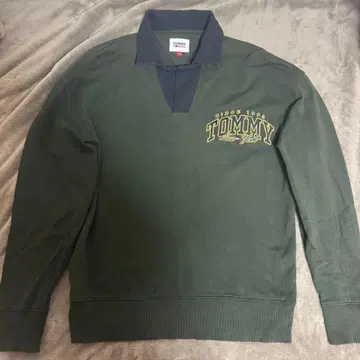 타미힐피거 Tommy hilfiger 카키 카라 부착 긴팔 티셔츠