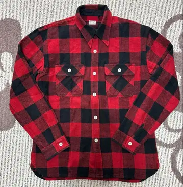 플랫 헤드 플란넬 셔츠 빨간색 체크