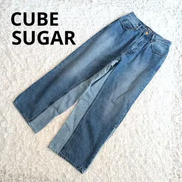 CUBE SUGAR 큐브 슈가 와이드 스트레이트 절개 데님 M