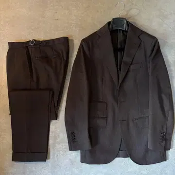 De Petrillo 브라운 캐벌리 트윌 수트 사이즈 44