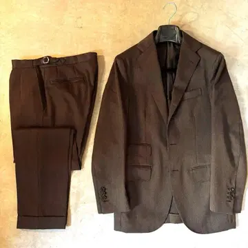 De Petrillo 브라운 캐벌리 트윌 수트 사이즈 44