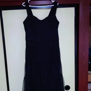 블랙 슬리브리스 롱 원피스