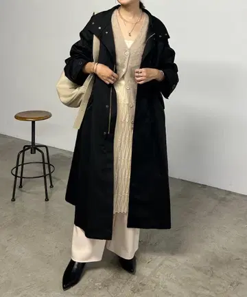 SHENERY [ 명품 아우터 ] 롱 모즈 코트 블랙 38