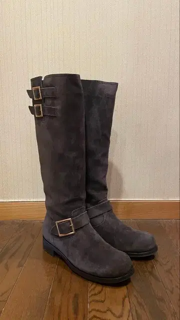 JIMMY CHOO 엔지니어 부츠 스타일 스웨이드 그레이 약 25cm