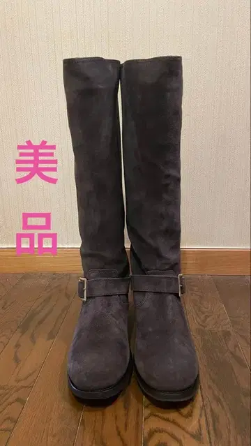 JIMMY CHOO 엔지니어 부츠 스타일 스웨이드 그레이 약 25cm