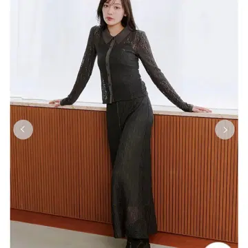 SNIDEL 컷 레이스 내로우 스커트 다크 그레이