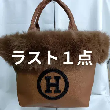 미사용 새상품 브라운 가죽 퍼 토트백