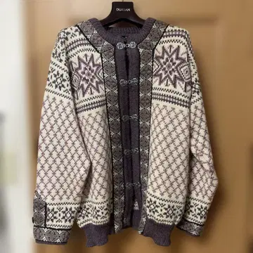 울 100% 노르딕 무늬 가디건 L 사이즈