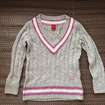 타미걸 V넥 스웨터 S 그레이