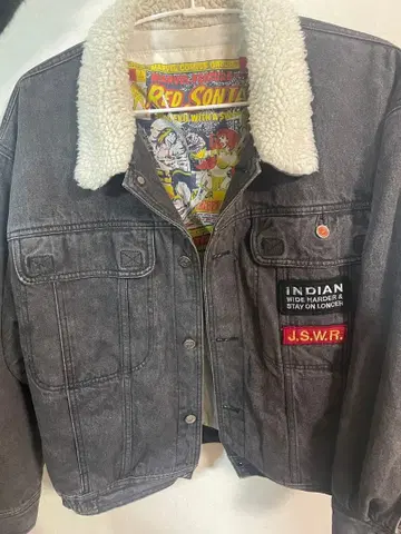 INDIAN MOTORCYCLE 데님 보아 블루종