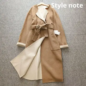 스타일노트 택 포함 새상품 울 혼방 노카라 리버 코트 벨트 포함