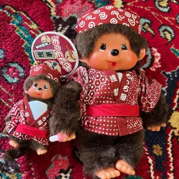 빨간색 일본풍 의상 봉제 인형 세트