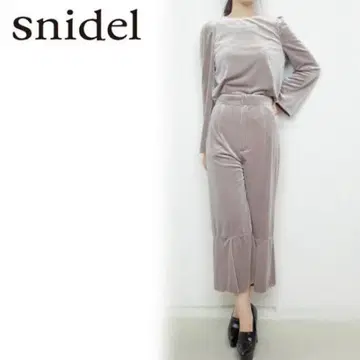 SNIDEL 스나이델 숏 기장 벨로아 상의 리본 핑크