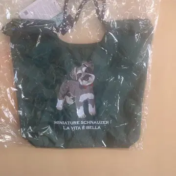 택 포함 새상품 RMFA 미니어처 슈나우저 자수 토트백 그린