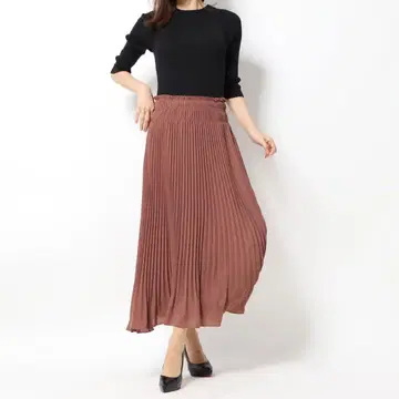 SNIDEL 플리츠 도킹 니트 원피스 블랙 핑크