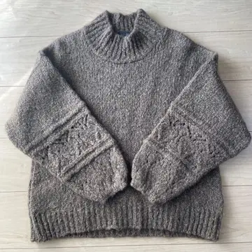 트리코 진 마르크 브라운 케이블 짜임 하이넥 스웨터